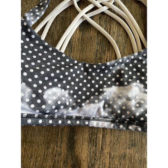 Lululemon Women's Black White Print Pattern Sports Bra Criss Cross Back Size 4 - Picture 5 of 7